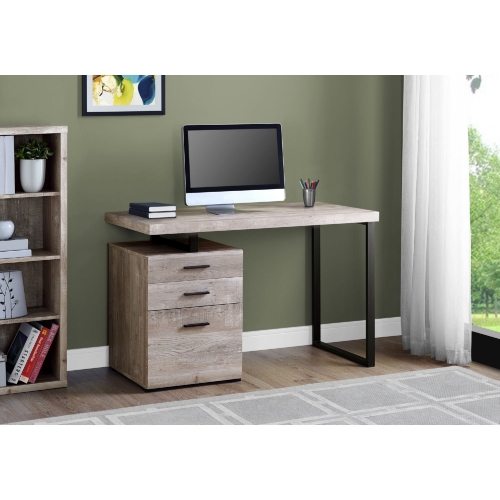 48" Computer Desk in Taupe Wood Grain & Black Metal